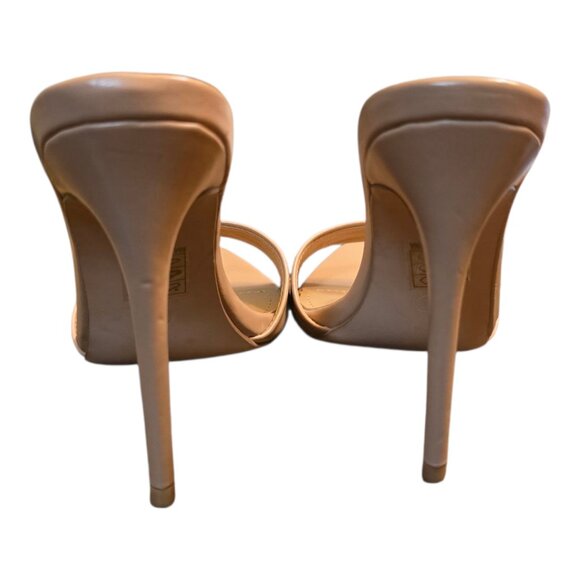 FASHION NOVA Nude Pointed Toe Mule Stiletto Heels sz 10 - Picture 4 of 8